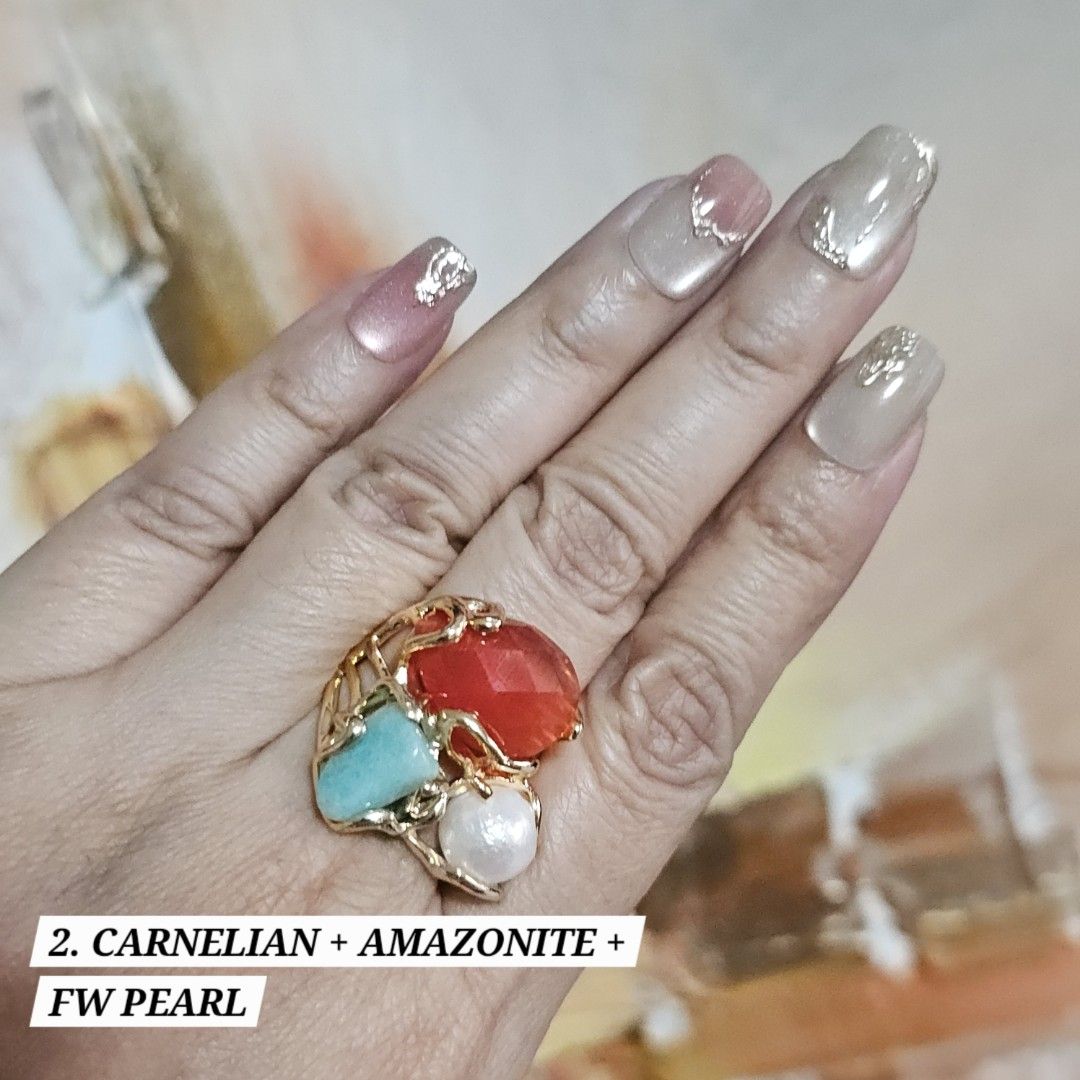 Chunky 3-Natural Stone Rings (Category: Rings) located in Manila. Submitted by janissep (Listing ID 1469587094, Image 3). Description: • natural stones • adjustable rings • copper material • gold plated • long lasting color with proper care.