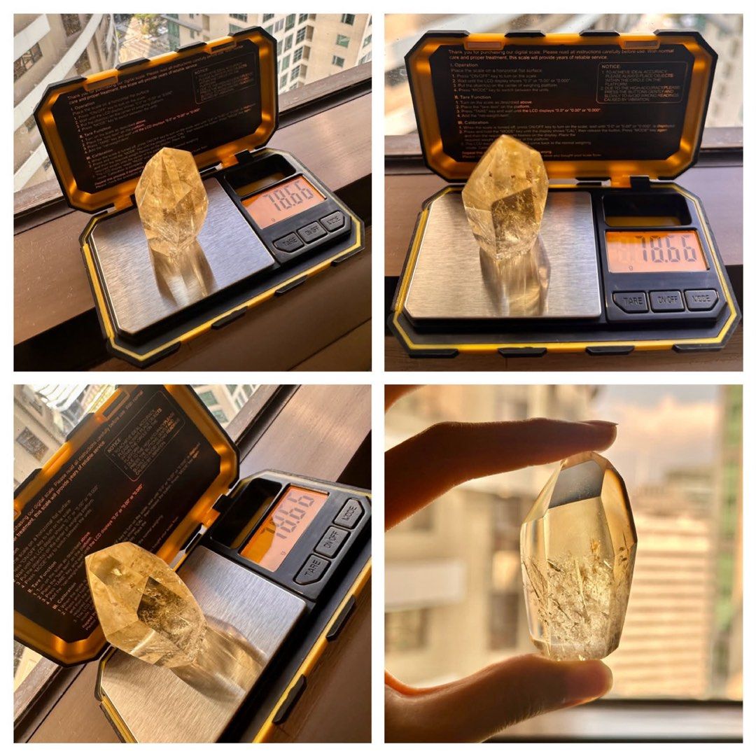 Citrine Crystal point (Category: Precious Stones) located in Taguig. Submitted by laizarecuerdo (Listing ID 1469646756, Image 1). Description: Citrine Crystal Point for Sale! ✨ 💎 Weight: 78.66 grams 💰 Original Price: ₱6,500 🔥 Selling Price: ₱4,500 - Natural golden yellow color with unique internal inclusions near the base - Polished termination tip with raw, rustic sides - Sits upright easily on a flat surface - Ideal for crystal collections, 