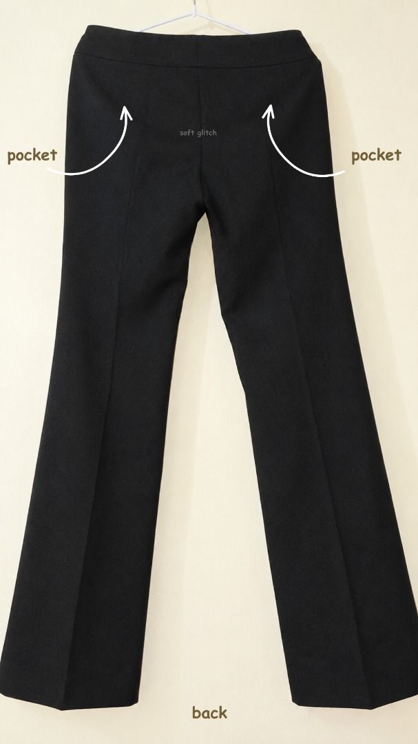 Classic Black Formal Work Pants (Category: Other Bottoms) located in Pasay City. Submitted by azestoreph (Listing ID 1469682021, Image 2). Description: - Color: Solid black - Style: Professional, straight-leg formal slacks - Waist: Mid-rise with dual charcoal-gray buttons and a secure silver hook-and-eye closure - Details: Stitched front crease lines for a sharp, polished look - Pockets: Practical front and back pockets - Perfect for: Office wear