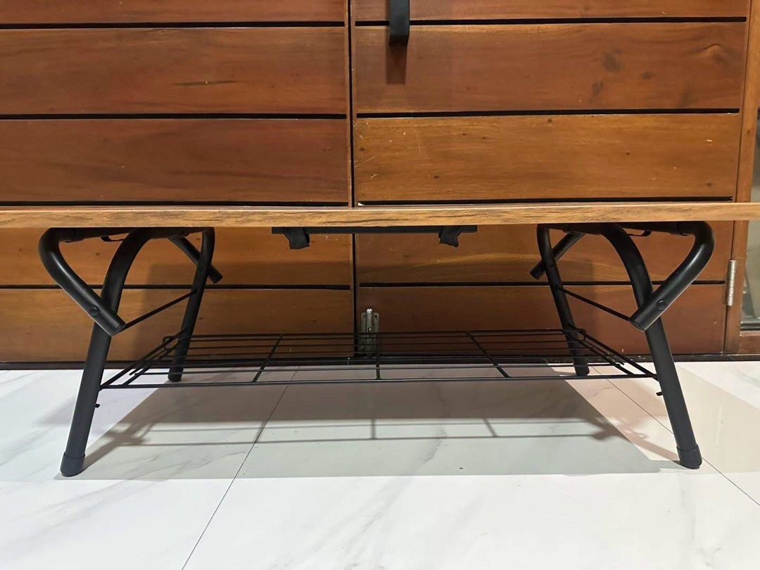 COFFEE TABLE (Category: Announcements) located in Manila. Submitted by nanzkie_2015 (Listing ID 1469651523, Image 3). Description: Folding Low Table with Lower Wire Shelf *Space-saver, portable, and collapsible for easy storage *good as new.
