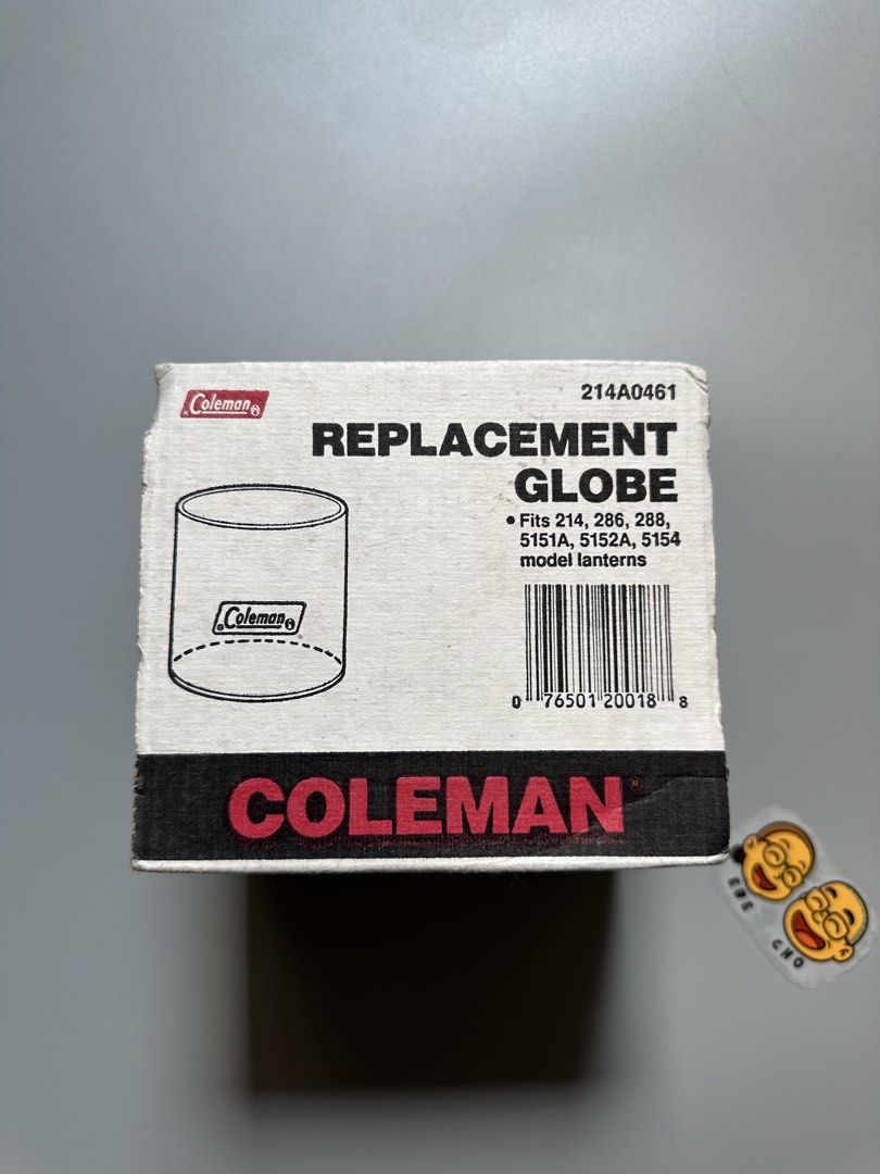 Coleman Replacement Globe 214A0461 for 214 286 288 Lanterns (Category: Lighting) located in Taguig. Submitted by arsaquinas (Listing ID 1469596511, Image 1). Description: - Genuine Coleman replacement globe, Model 214A0461 - Made in USA - Compatible with lantern models 214, 286, 288, 5151A, 5152A, and 5154 - Glass globe is brand new and in pristine condition - Includes original box with a large tear and storage wear on the side.