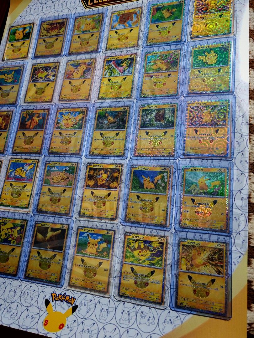 Complete Pikachu JP with Frame and Poster (Category: Raw Singles) located in Subic. Submitted by xiao_cx (Listing ID 1469734464, Image 3). Description: ⚡Pikachu 30th Complete Set JP Version with Poster ⚡ ✅ Card protection of your choice ✅ All Cards in Sleeves ✅ Authentic Cards ✅ High-Quality Materials used Option List: A • Complete Pikachu + Poster + Toploaders: 💵 Price: 🟥Will be available soon B • Complete Pikachu + Poster + Mini Snap Cases: �