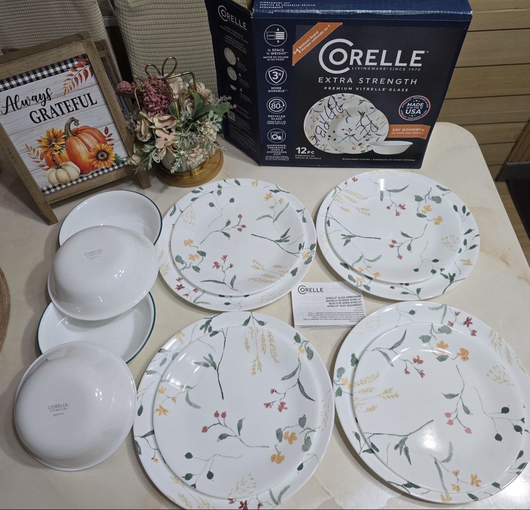 Corelle Wildflower Scatter 12 pcs. (Category: Dinnerware & Cutlery) located in Manila. Submitted by jei_sol (Listing ID 1469613956, Image 2). Description: 🌸 BRAND NEW Corelle Wildflower Scatter 12-Piece Dinnerware Set 🌸 Decluttering and selling this beautiful, unused set at a lower price! Brand new with original box/packaging included. Perfect for everyday meals or gifting. • Condition: Brand New / Unused • Service for: 4 Pax (4 Dinner Plates, 