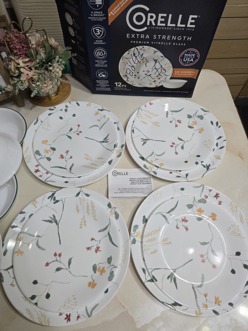 Corelle Wildflower Scatter 12 pcs. (Category: Dinnerware & Cutlery) located in Manila. Submitted by jei_sol (Listing ID 1469613956, Image 3). Description: 🌸 BRAND NEW Corelle Wildflower Scatter 12-Piece Dinnerware Set 🌸 Decluttering and selling this beautiful, unused set at a lower price! Brand new with original box/packaging included. Perfect for everyday meals or gifting. • Condition: Brand New / Unused • Service for: 4 Pax (4 Dinner Plates, 
