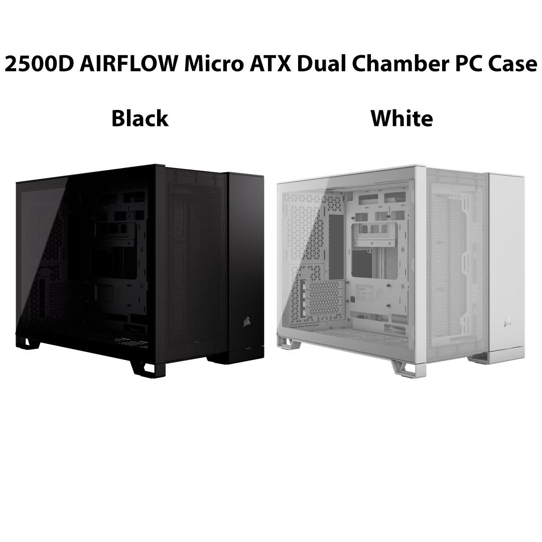 CORSAIR 2500D AIRFLOW Micro ATX Dual Chamber PC Case - Black / White ...
