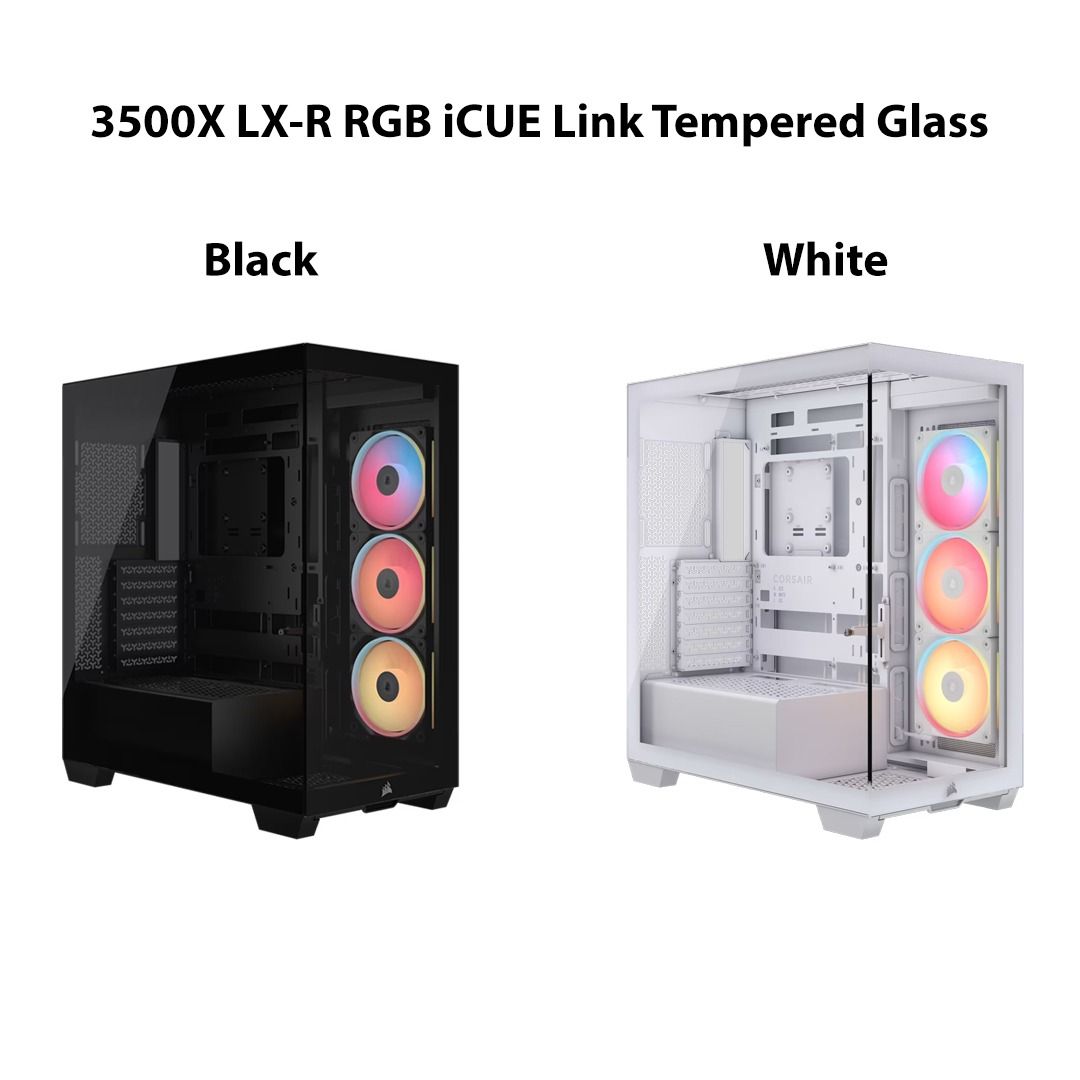 CORSAIR 3500X LX-R RGB iCUE Link Tempered Glass Mid-Tower PC Case ...