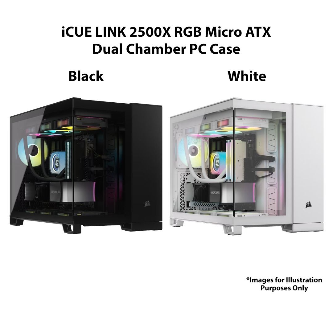 CORSAIR iCUE LINK 2500X RGB Micro ATX Dual Chamber PC Case - Black ...