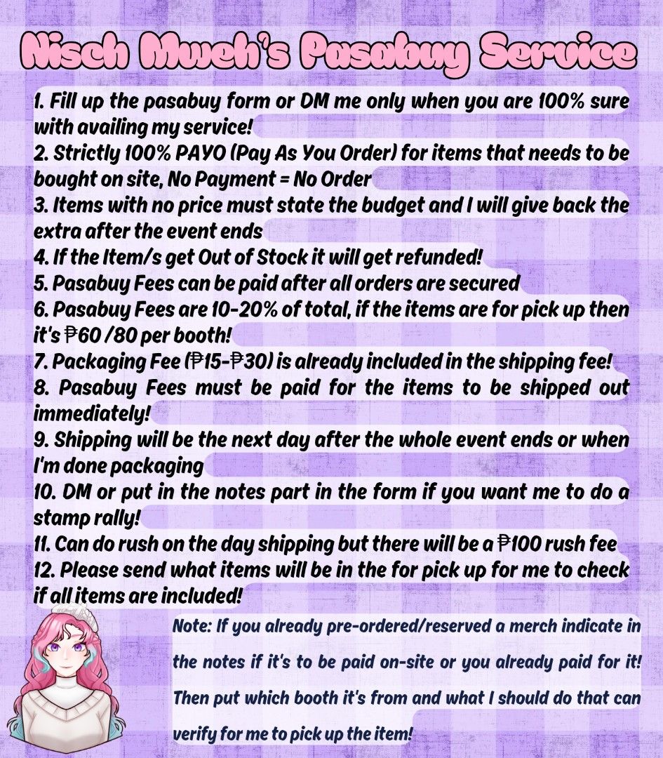 CosMeet 2026 Pasabuy (Category: Character Goods) located in Paranaque City. Submitted by nischmweh (Listing ID 1469672946, Image 1). Description: Pasabuy for CosMeet 2026 PAYO - Pay As You Order Deadline of accepting Pasabuys is until 10PM (October 23) Form will reopen 10AM (Oct. 24) to 4PM (Oct. 25) for Pahabol orders MOP: GCASH MOD: J&T or LALAMOVE (within MM) DM for any questions! #CosMeet2026 #FanfairAtCosMeet2026 Form link below⤵️ forms.gle/