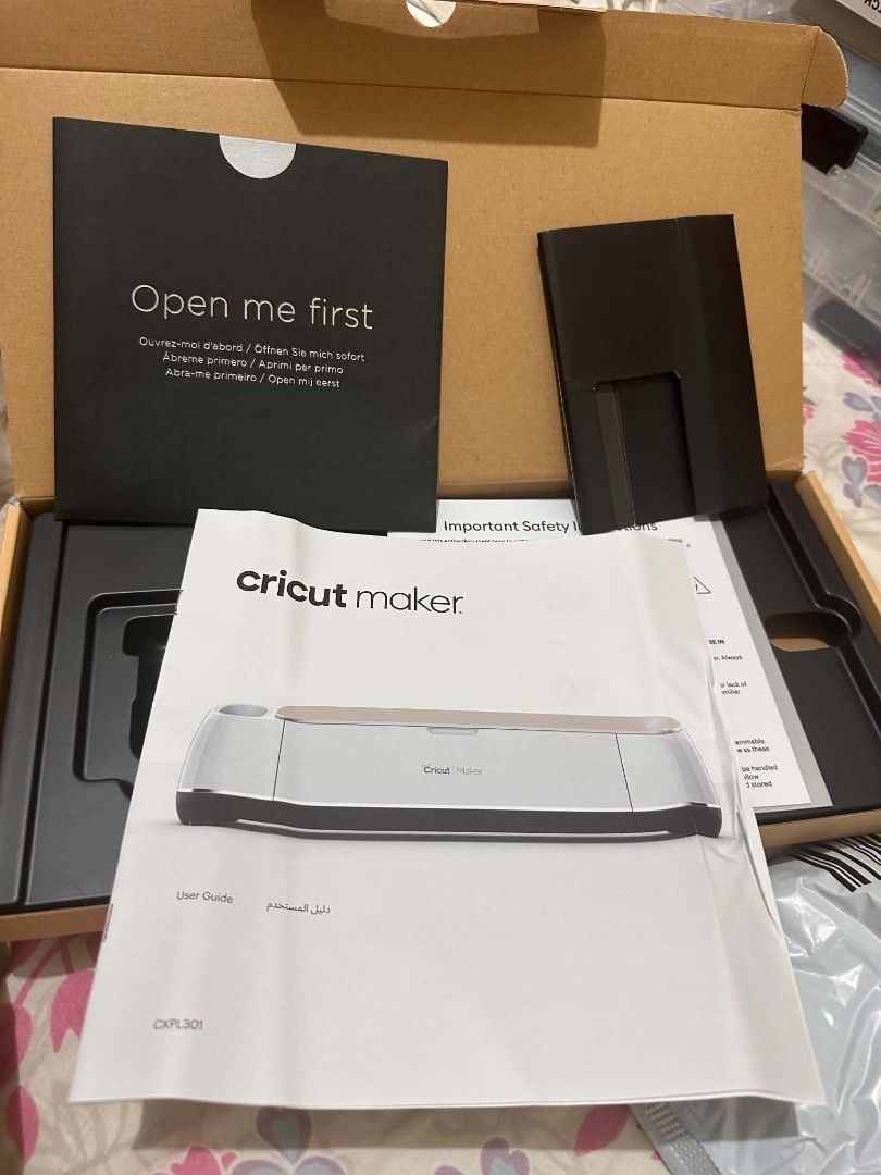 Cricut Maker Cutting Machine Bundle with Tools and Accessories (Category: Craft Supplies & Tools) located in San Luis. Submitted by laramei.0827 (Listing ID 1469627102, Image 3). Description: - Cricut Maker machine in original packaging - Includes cutting mat, scraper, weeding tools, spatula, and scissors - Comes with extra blades, vinyl sheets, transfer paper rolls, and Mod Podge - Ideal for crafting, decals, and custom apparel projects - Clean,