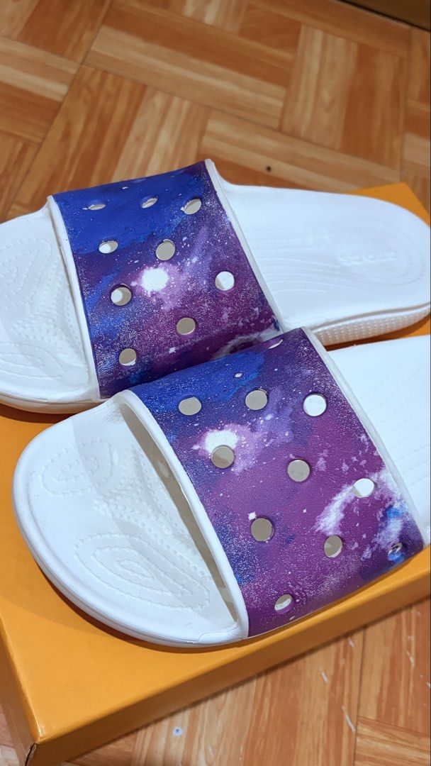 Crocs Slides Taffy Pink Galaxy - M9 (Category: Slippers & Slides) located in Rizal. Submitted by buy.fit.unload (Listing ID 1469619178, Image 3). Description: For Sale Only, No trade! Size M9 Excellent condition Loc: Cardona Rizal.