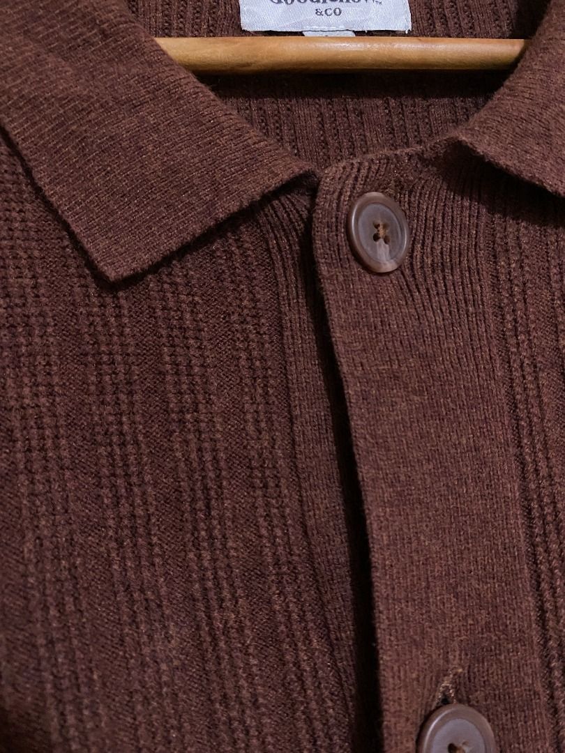Croft & Barrow Choco Brown Wool Knit Cardigan (Category: Coats, Jackets and Outerwear) located in Cadiz. Submitted by thespotcdz (Listing ID 1469588923, Image 3). Description: Large on tag Width 22.5" Length 30" Excellent condition.