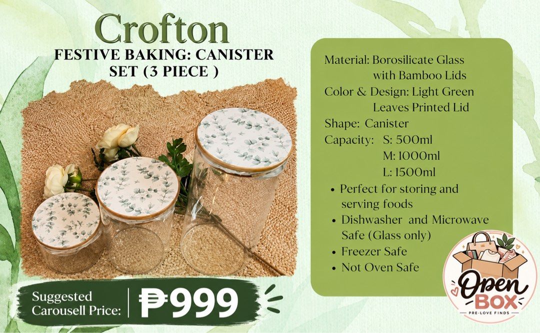 Crofton FESTIVE BAKING: CANISTER SET (3 PIECE ) (Category: Dinnerware & Cutlery) located in Manila. Submitted by free.openboxph (Listing ID 1469586722, Image 1). Description: .