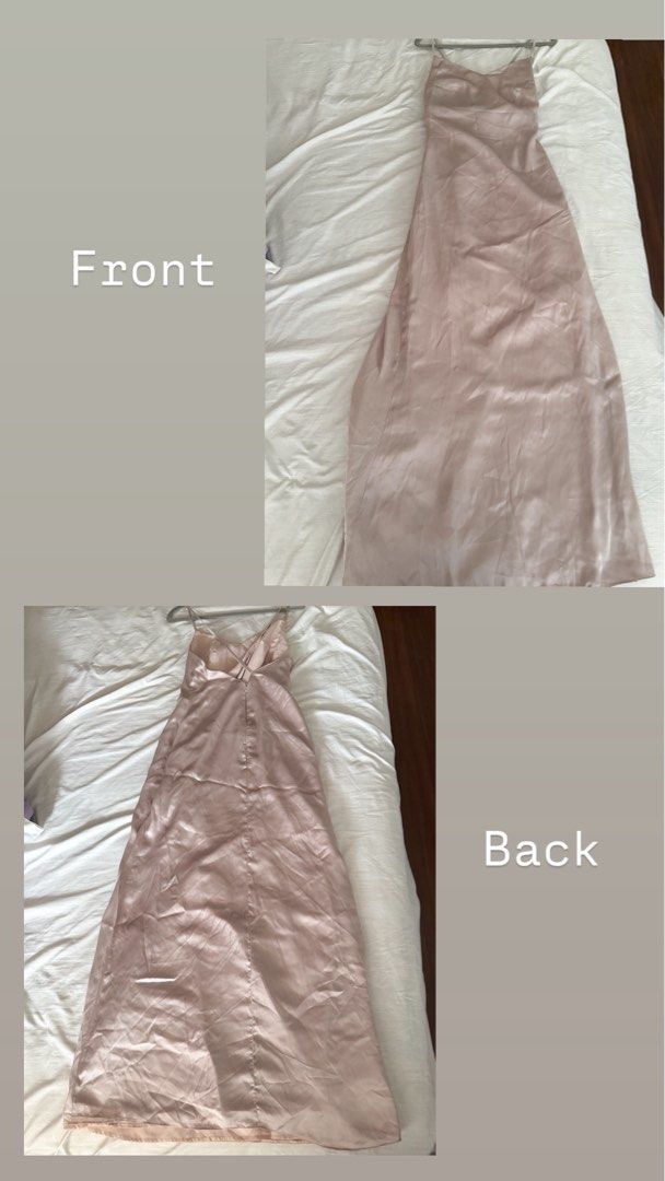 Customized satin gown (Category: Evening dresses & gowns) located in Paranaque City. Submitted by bloomgirl (Listing ID 1469647600, Image 2). Description: Used satin gown Fits small to medium frame .