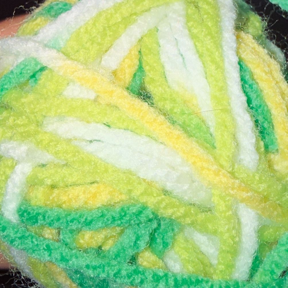 Daiso Colorful Yarn Acrylic Medium Thickness Green (Category: Craft Supplies & Tools) located in Pasig City. Submitted by airinrin (Listing ID 1469718208, Image 1). Description: Daiso Colorful Acrylic Yarn - Lime Green (40g Skein) Selling an authentic Daiso Colorful Acrylic Yarn in a vibrant lime green variegated colorway. Features antibacterial and deodorizing fiber properties. Perfect for colorful crochet, amigurumi, granny squares, or small cr
