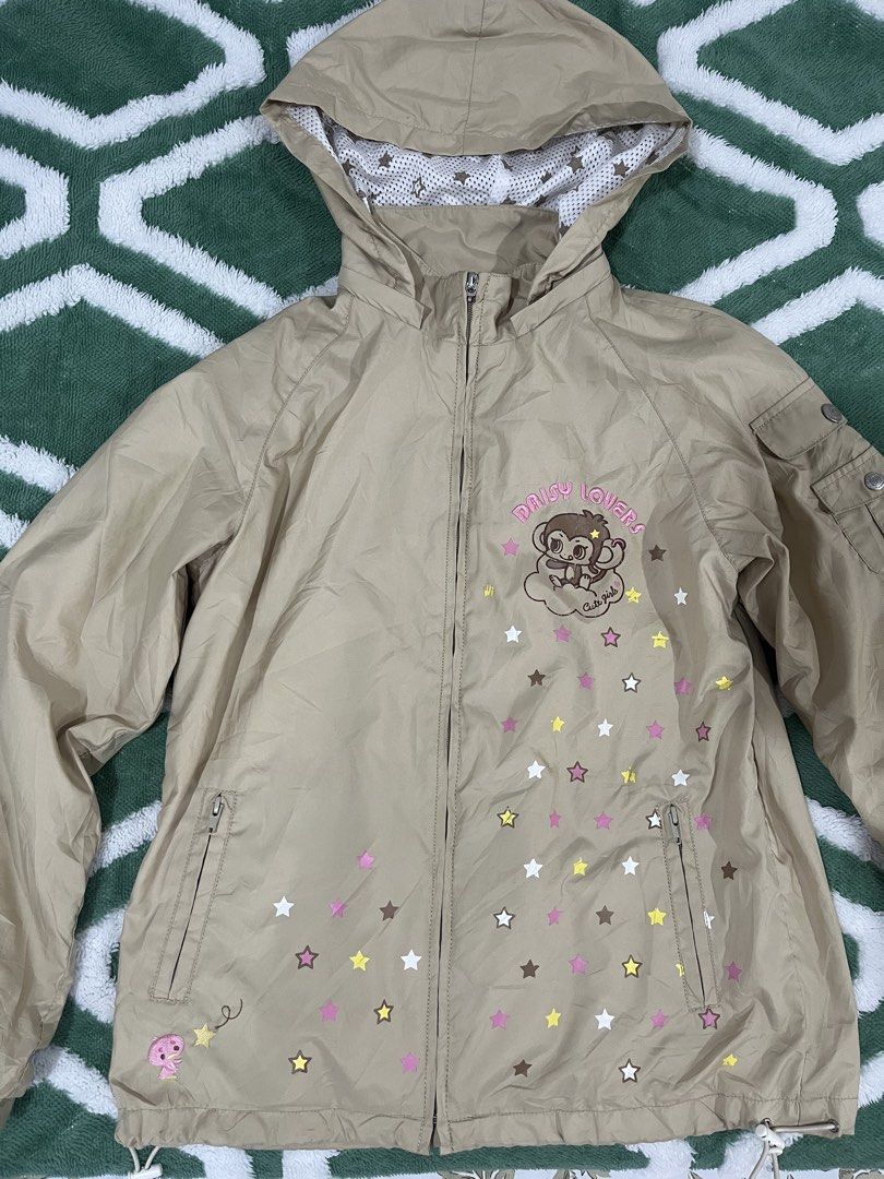 Daisy Lovers Windbreaker Jacket (Category: Coats, Jackets and Outerwear) located in Makati City. Submitted by woniniwoo (Listing ID 1469637951, Image 1). Description: fits s-m detachable hood please check photos for flaws negotiable! mop: bdo mod: j&t loc: baguio city.