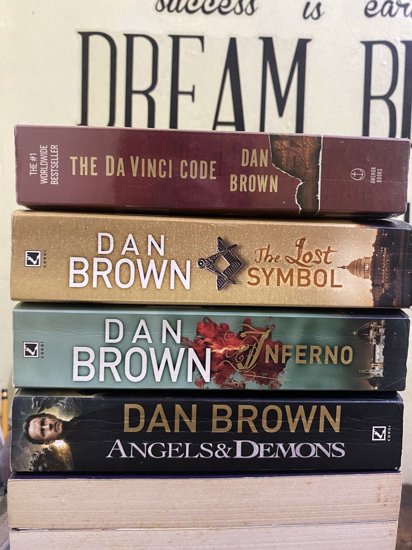 Dan Brown [Langdon Series] Books (Category: Storybooks) located in Bacoor. Submitted by jusadamas (Listing ID 1469675939, Image 1). Description: Take all 4 books for 1,000 php❗️ All books originally bought from Fully Booked📚 1️⃣The Da Vinci Code- Dan Brown 🏷️ 300 php 2️⃣Angels & Demons- Dan Brown 🏷️300 php 3️⃣Inferno- Dan Brown 🏷️300 php 4️⃣The Lost Symbol- Dan Brown 🏷️300 php condition: all books have some foxing due to age but texts are re