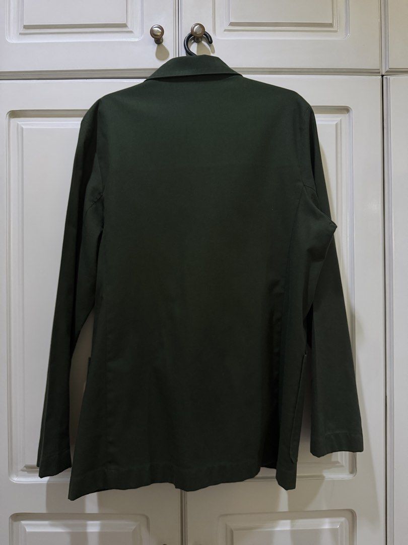 Dark Green Double Breasted Blazer Cotton Linen Jacket (Category: Coats, Jackets and Outerwear) located in Quezon City. Submitted by george_253 (Listing ID 1469724080, Image 3). Description: -Custom Tailor made -Dark green Cotton Linen fabric -No Lining .