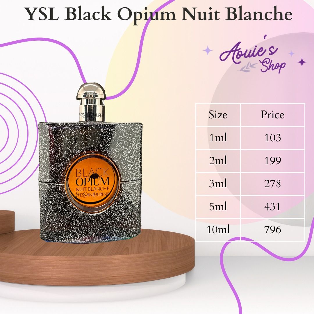Decant / Perfume Sample (Category: Fragrance & Deodorants) located in Manila. Submitted by aouievallente (Listing ID 1469752429, Image 2). Description: - 100% Authentic YSL Black Opium fragrance decants - Ideal way to try the scent before buying a full bottle - Send a message to order yours today!.