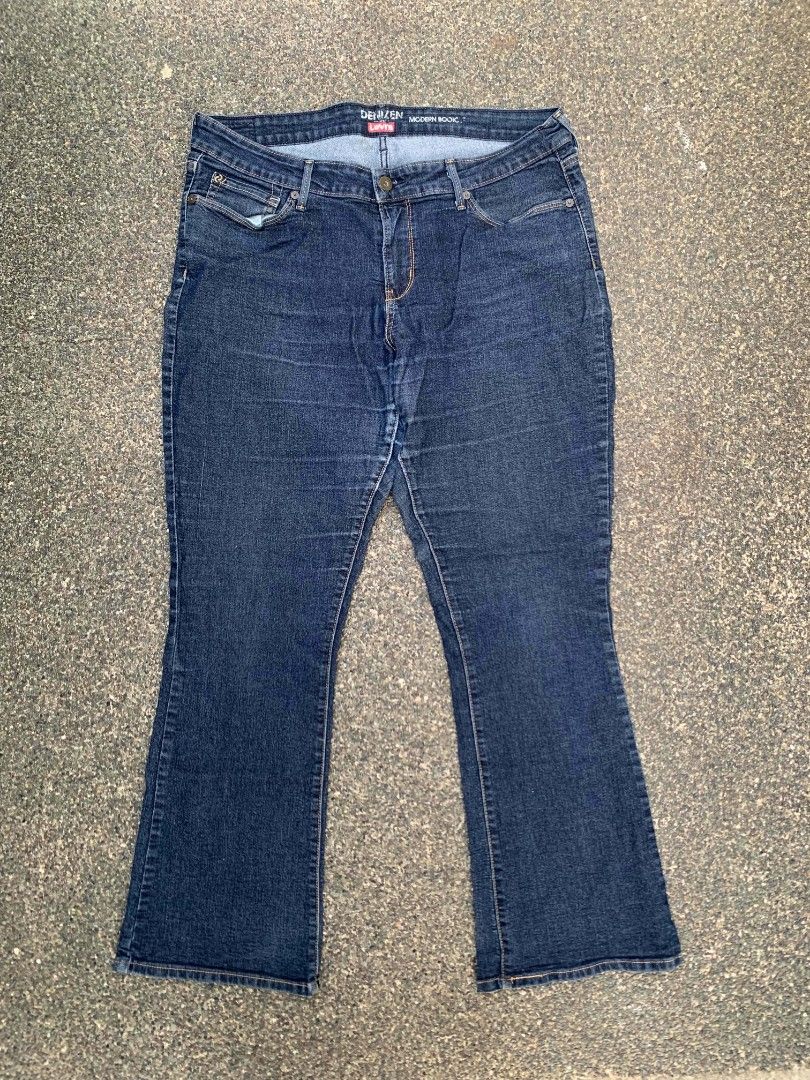 Denizen from Levi's Modern Bootcut Jeans (Category: Jeans) located in Manila. Submitted by reiyangelow (Listing ID 1469592886, Image 1). Description: - Brand: Denizen from Levi's - Style: Modern bootcut - Color: Dark wash blue - Design: Classic five-pocket style with branded hardware (button and rivets) - Details: Signature back pocket stitching and back patch - Size: Waist measures approx. 18 inches across (laid flat) - Condition: Great for ever