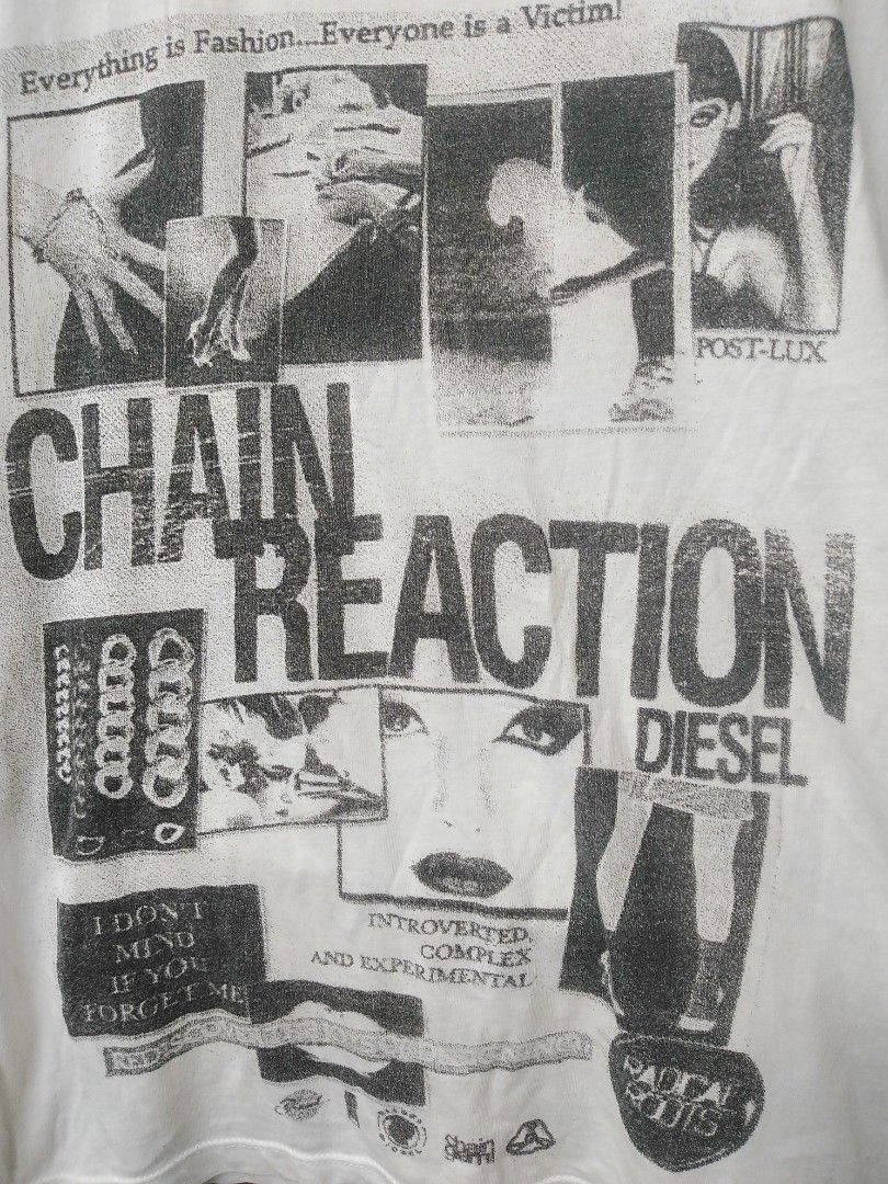 Diesel (Category: Shirts) located in General Santos City (Dadiangas). Submitted by evolveorrepeat (Listing ID 1469484841, Image 3). Description: Diesel white scoop neck graphic tee Size small on tag Pit to pit 17 L"25 Dust dirt Dm to purchase!.