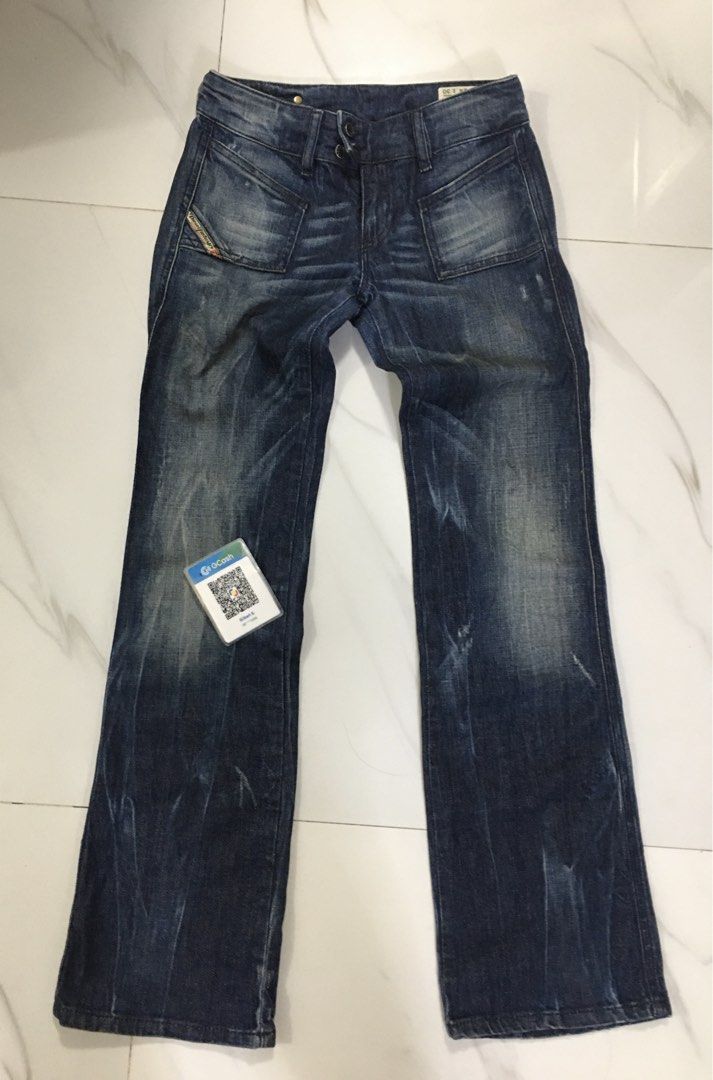 Diesel Denim Jeans Best Fit 25.5” (Category: Jeans) located in Pasay City. Submitted by gilbertso62551 (Listing ID 1469659562, Image 1). Description: - Brand: Diesel - Style: Denim jeans in dark blue wash - Size: W24 L30 (Waistband tag) - Measurements: Approx. 12.75” across the waist, 37" total length - Details: Front patch pockets with Diesel Industry red tag, back pockets with studded trim - Condition: Pre-owned with natural fading and distress