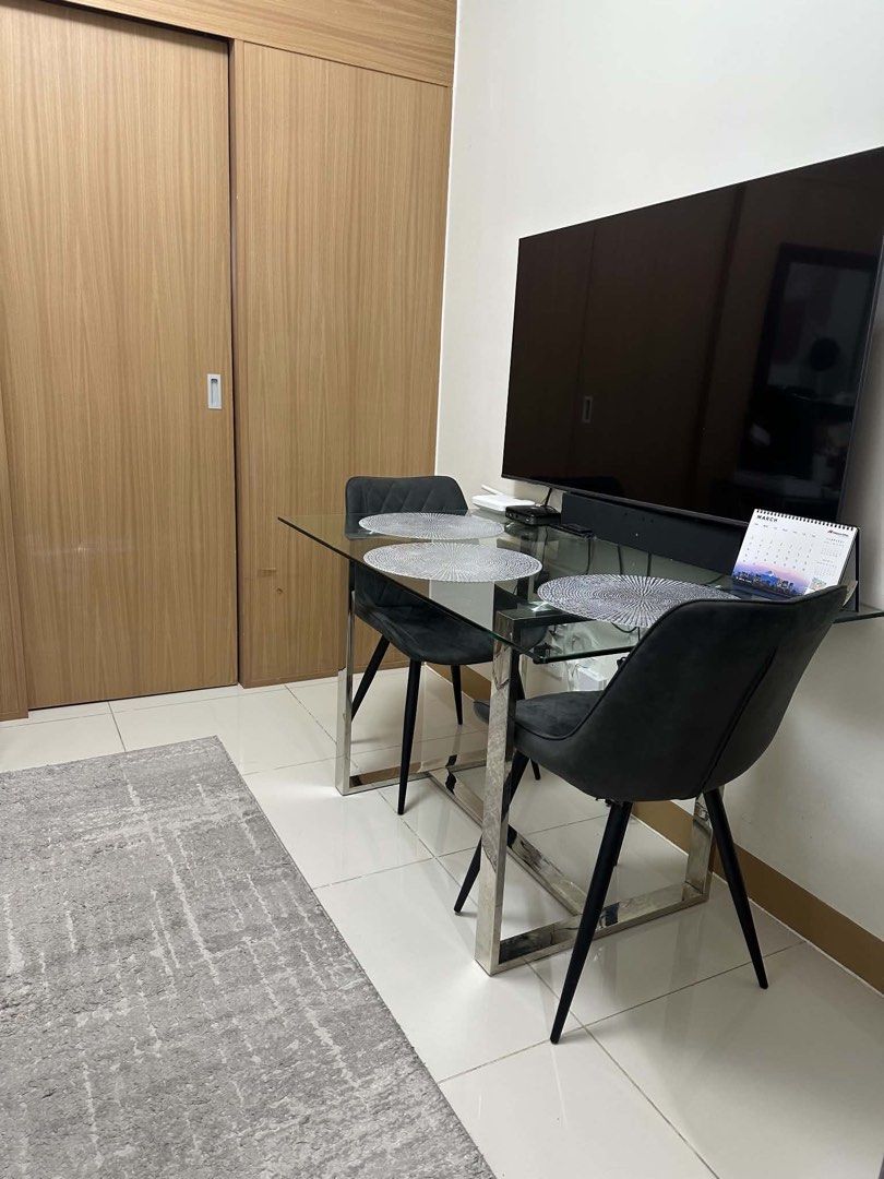 Dining table with 2 chairs (Category: Announcements) located in Paranaque City. Submitted by janell.marcos04 (Listing ID 1469729471, Image 1). Description: 17,000 table original price 5845 chairs original price .