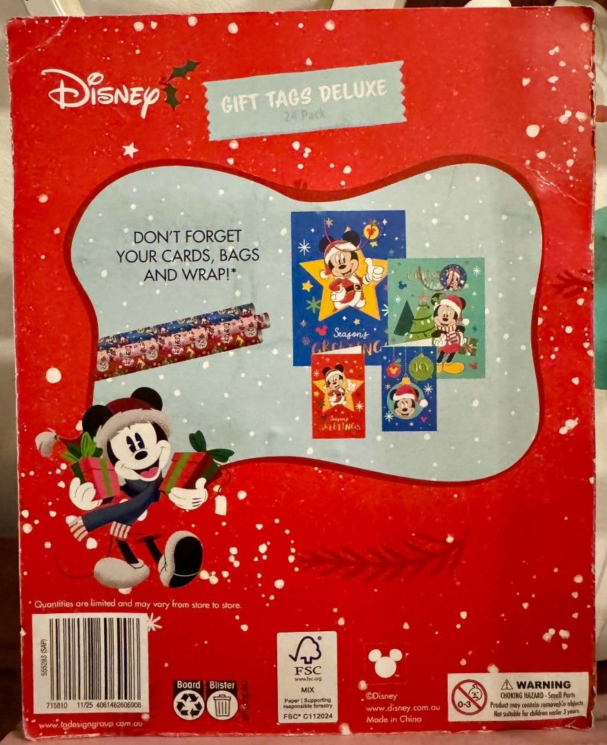 Disney 24pcs Gift Tags (Category: Other Stationery & Craft) located in Manila. Submitted by ormelynmal86309 (Listing ID 1469633598, Image 2). Description: Disney 24pcs Gift Tags ₱50/pack.