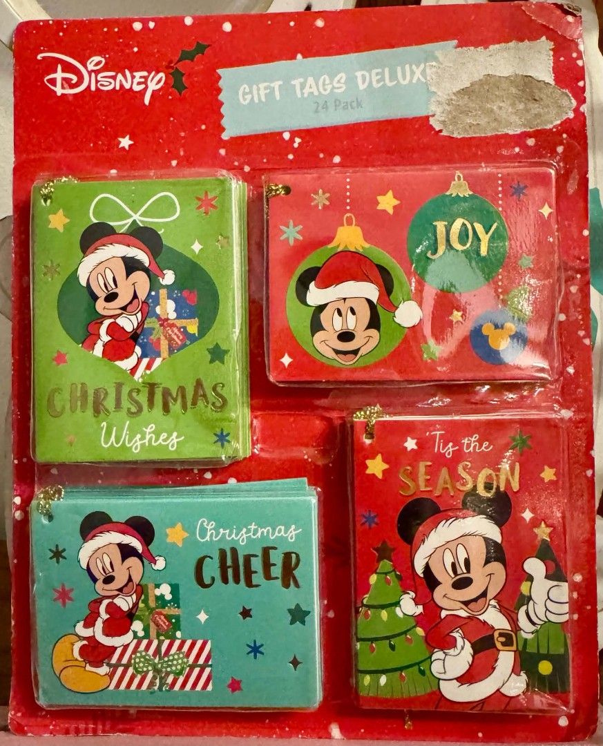 Disney 24pcs Gift Tags (Category: Other Stationery & Craft) located in Manila. Submitted by ormelynmal86309 (Listing ID 1469633598, Image 1). Description: Disney 24pcs Gift Tags ₱50/pack.