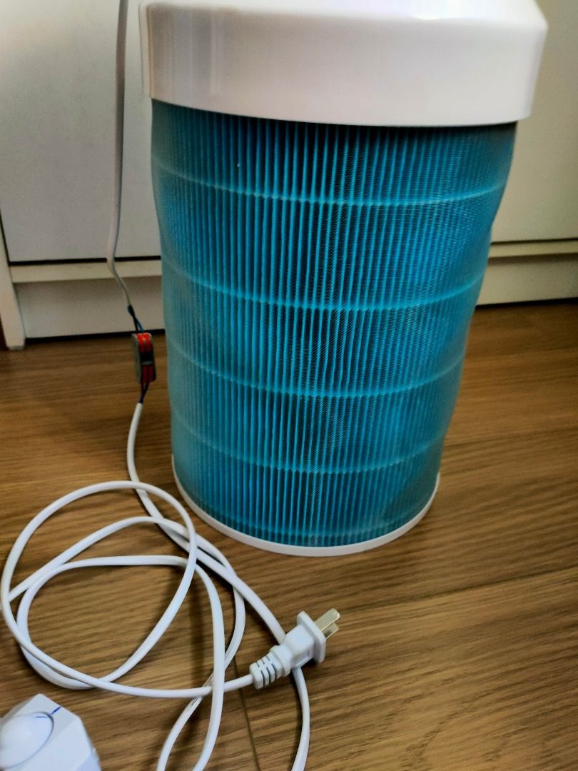 DIY air purifier made with a duct fan with a cylindrical HEPA air ...