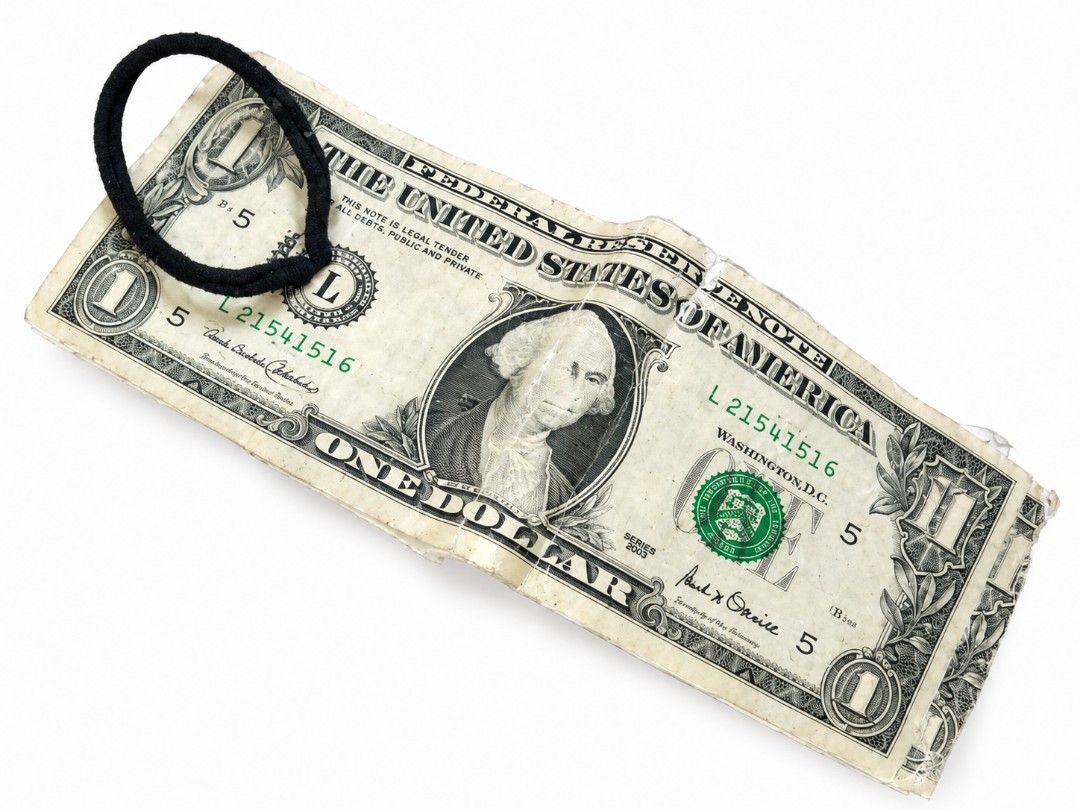 DIY MAISON MARGIELA 11 DOLLAR BILL WALLET (Category: Accessory Holder, Box & Organizers) located in Manila. Submitted by ragsdealer_ (Listing ID 1469603931, Image 3). Description: DIY MAISON MARGIELA 11 DOLLAR BILL WALLET L: 4.5 Inch W: 5.5 Inch Condition: 7./10 destroyed.