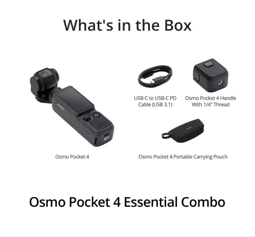 DJI Osmo 4 Essential Combo!! (Category: Cameras) located in Manila. Submitted by itsmemeeeeee (Listing ID 1469608107, Image 2). Description: ✨ DJI Osmo 4 Essential Combo!! • Smooth and stable video shots • Perfect for TikTok, Reels & vlogs • Lightweight and portable • Easy to use - good as new!! Rfs: hindi masyado nagagamit.