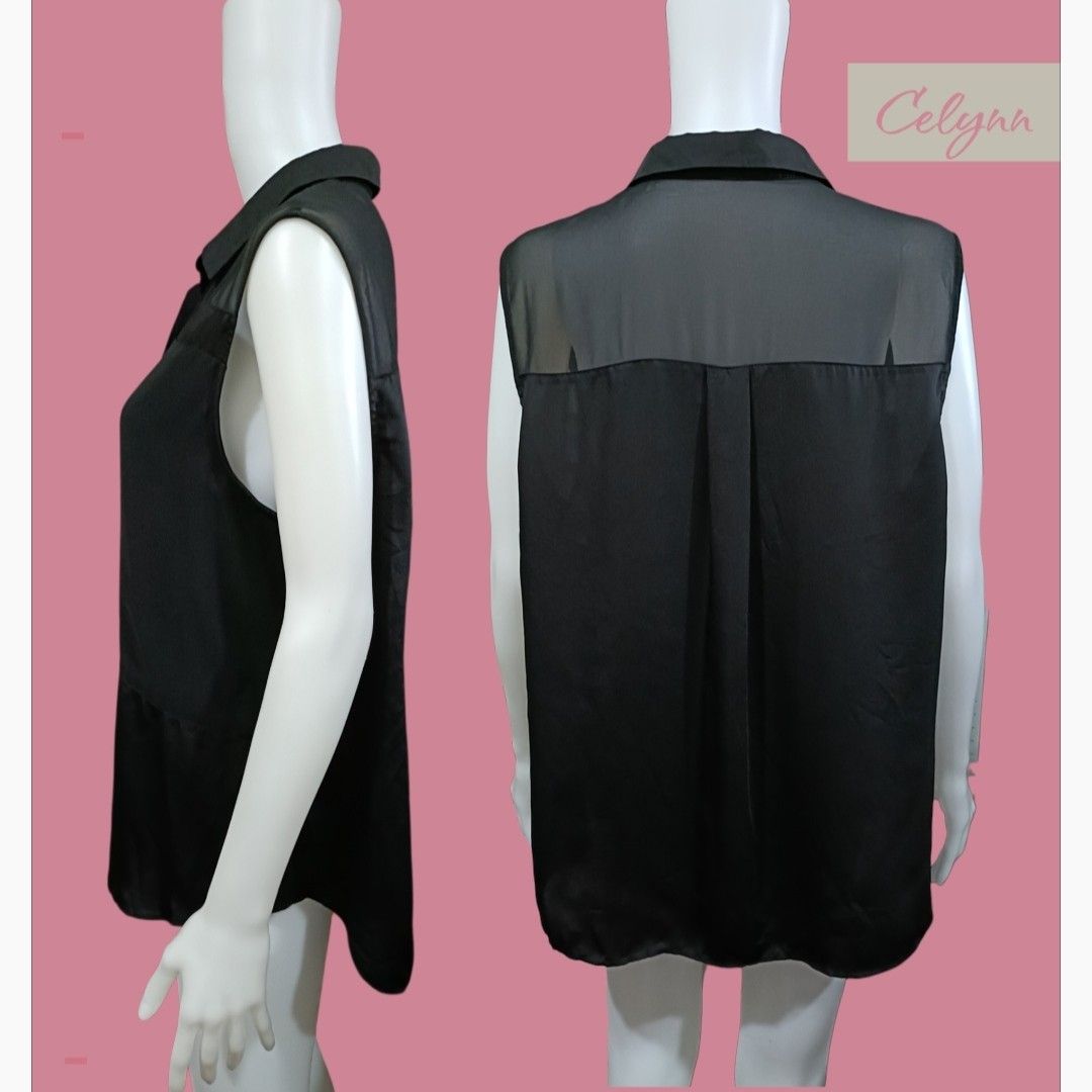 DKNYC Black Collared Button Down Sleeveless Blouse; 2XL Plus Size Oversized (Category: Blouses) located in Moncada. Submitted by celynn.collection (Listing ID 1469616455, Image 2). Description: ✅ PLEASE READ BEFORE ASKING! 😊 ----------------------------------------------------- 📍LOCATION: Pangasinan, Luzon ----------------------------------------------------- ✅ Clothes are THRIFTED or PRE-LOVED unless stated brand new. -------------------------