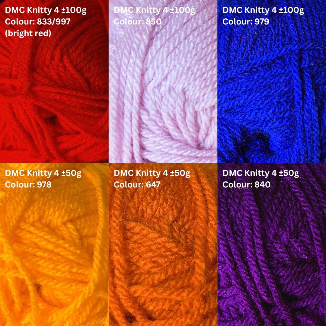DMC Knitty 4 Acrylic Yarn Assorted Colors and Weights (Category: Craft Supplies & Tools) located in Pasig City. Submitted by airinrin (Listing ID 1469713667, Image 2). Description: DMC Knitty 4 Acrylic Yarns (Individual or Bulk Lot) Decluttering my craft stash and letting go of these authentic DMC Knitty 4 yarns. Perfect for knitting or crocheting garments, beanies, amigurumi, and winter wear. All skeins are well-stored in a clean, smoke-free hom
