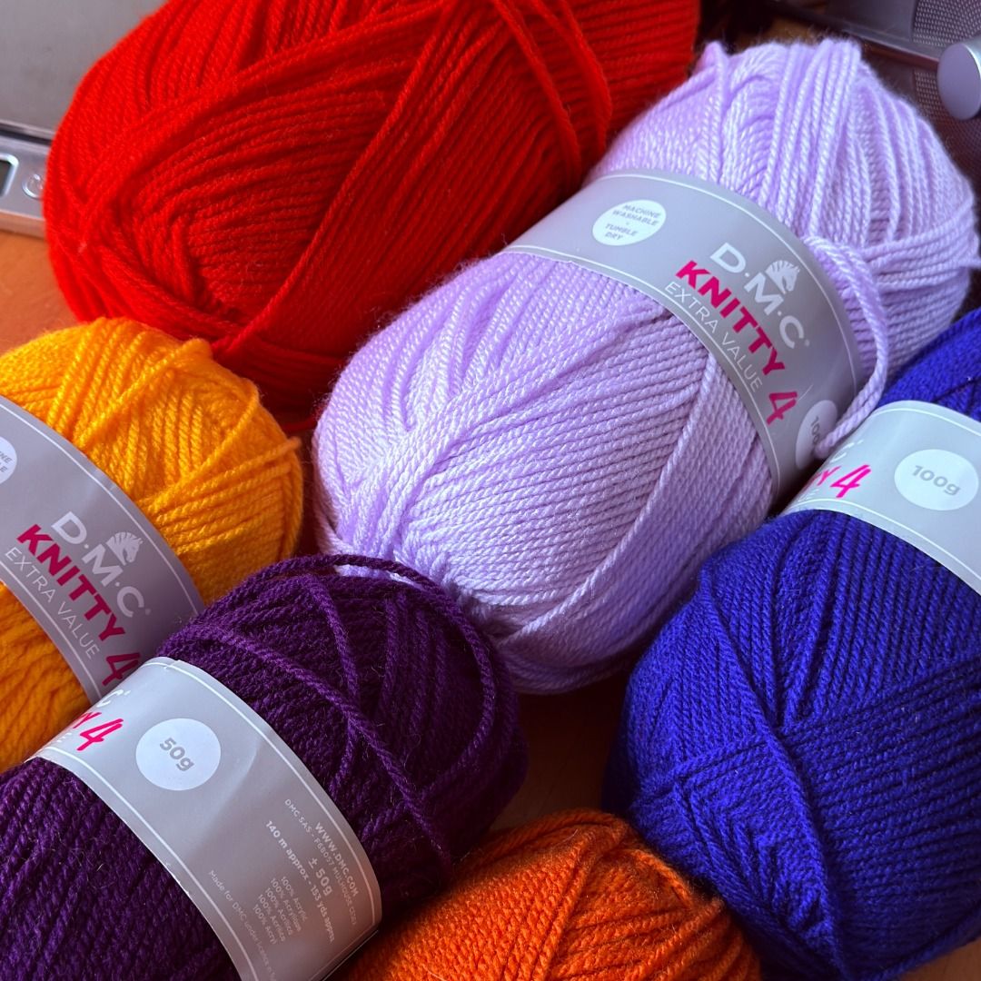 DMC Knitty 4 Acrylic Yarn Assorted Colors and Weights (Category: Craft Supplies & Tools) located in Pasig City. Submitted by airinrin (Listing ID 1469713667, Image 1). Description: DMC Knitty 4 Acrylic Yarns (Individual or Bulk Lot) Decluttering my craft stash and letting go of these authentic DMC Knitty 4 yarns. Perfect for knitting or crocheting garments, beanies, amigurumi, and winter wear. All skeins are well-stored in a clean, smoke-free hom