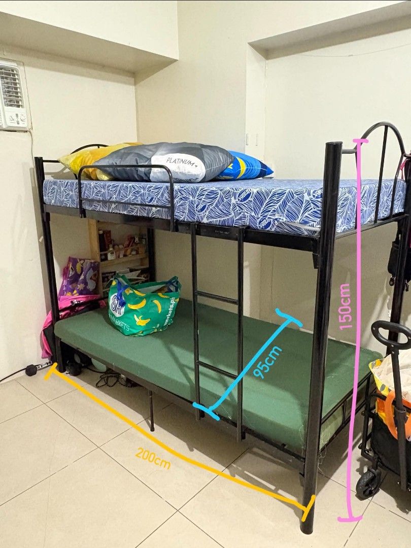 Double Deck Bed Frame SINGLE (Category: Bed Frames & Mattresses) located in Pateros City. Submitted by Mixed.Selection (Listing ID 1469690311, Image 2). Description: Mattress foam/Pillow NOT INCLUDED BED FRAME ONLY DISASSEMBLED.