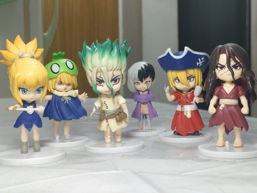 Dr. Stone Anime Chibi Mini Figures Set of 6 (Category: Designer & Blind Box Toys) located in San Pedro. Submitted by byeonhazel (Listing ID 1469593561, Image 1). Description: - Dr. Stone mini figure set - Size: Around 3 inches tall - with individual white round base - Loose/No original box 📍San Pedro Laguna ✅Meetup within San Pedro/Alabang ✅Shipping (payment first) via J&T and LBC .