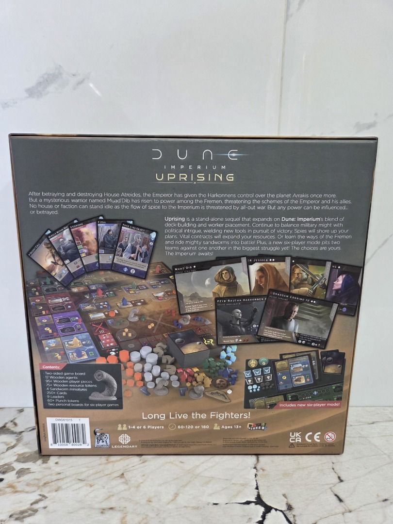 Dune: Imperium Uprising (Dire Wolf / Legendary Games) (Category: Board Games & Puzzles) located in Caloocan City. Submitted by brucec. (Listing ID 1469585641, Image 3). Description: Dune: Imperium Uprising (Dire Wolf / Legendary Games) Dune: Imperium Uprising—the standalone deck-building and worker-placement game that expands on the acclaimed Dune: Imperium series! "Balance military might with political intrigue in the ultimate struggle for Arrak