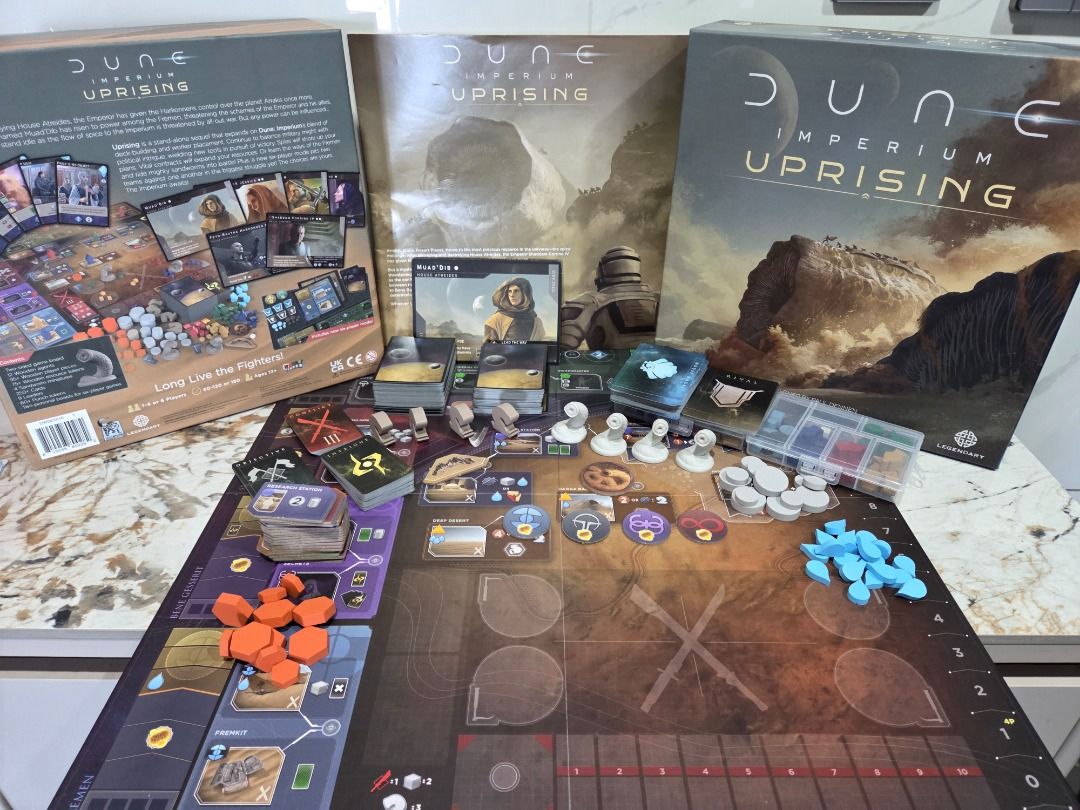 Dune: Imperium Uprising (Dire Wolf / Legendary Games) (Category: Board Games & Puzzles) located in Caloocan City. Submitted by brucec. (Listing ID 1469585641, Image 2). Description: Dune: Imperium Uprising (Dire Wolf / Legendary Games) Dune: Imperium Uprising—the standalone deck-building and worker-placement game that expands on the acclaimed Dune: Imperium series! "Balance military might with political intrigue in the ultimate struggle for Arrak