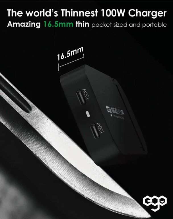 EGO 100W 刀鋒 Brisk Blade 摺疊充電器 BB100-BLACK, 手提電話, 電話及其他裝置配件, 充電器及電線 ...