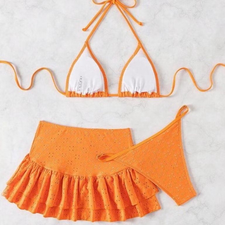 Eyelet 3in1 swimsuit (Category: Bikinis & Swimsuits) located in Cabuyao City. Submitted by girlontherockspreloved (Listing ID 1469621207, Image 2). Description: Like new used once only. No flaw. Fits S-M. Super pretty in actual. Very flattering when worn 🥰.