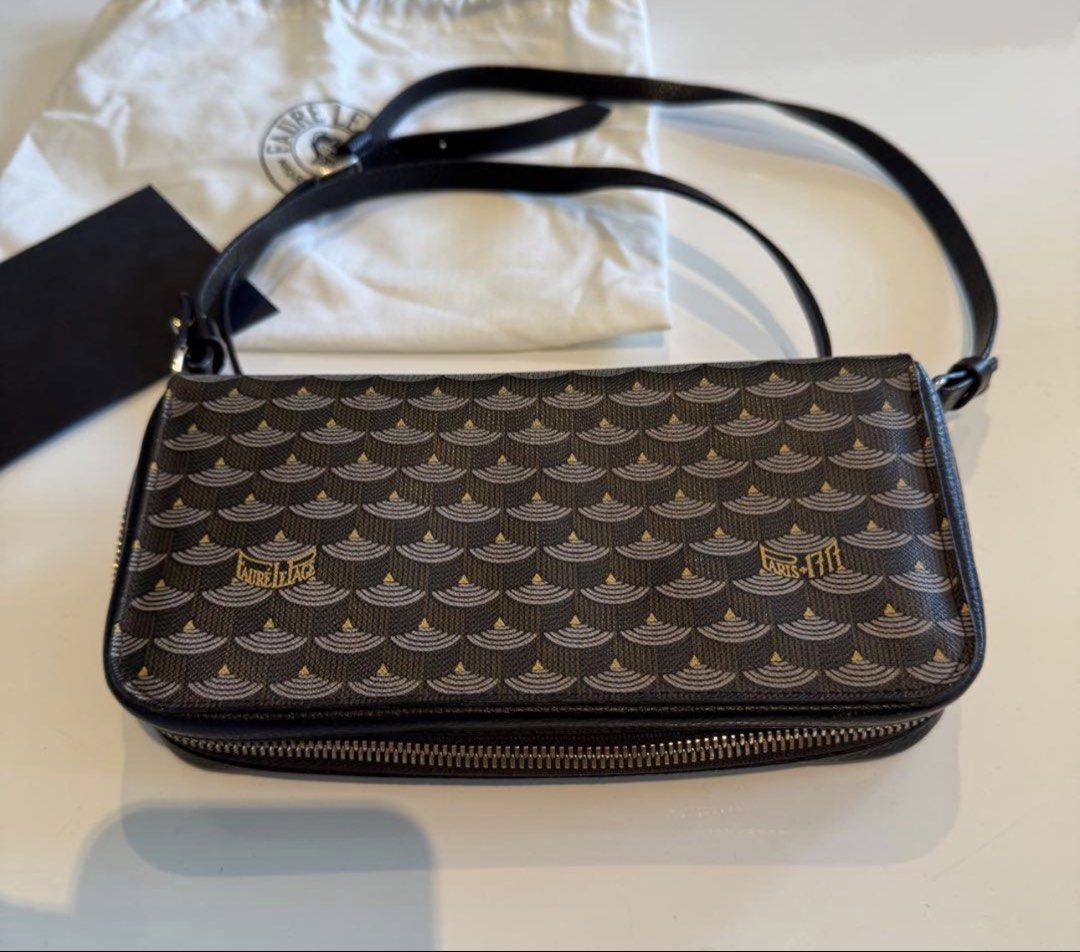FAURE LE PAGE Shoulder Bag & Long Wallet (Category: Shoulder Bags) located in Las Pinas. Submitted by daisuki_japan_luxury_by_reiko (Listing ID 1469705960, Image 3). Description: A compact shoulder bag featuring a combination of iconic scale-patterned canvas and leather. - Brand: FAURE LE PAGE - Color: Black tone - Design: Scale (Écaille) pattern - Accessories: Dust bag Instant purchase welcome. No comments necessary. Please refrain from purchasi