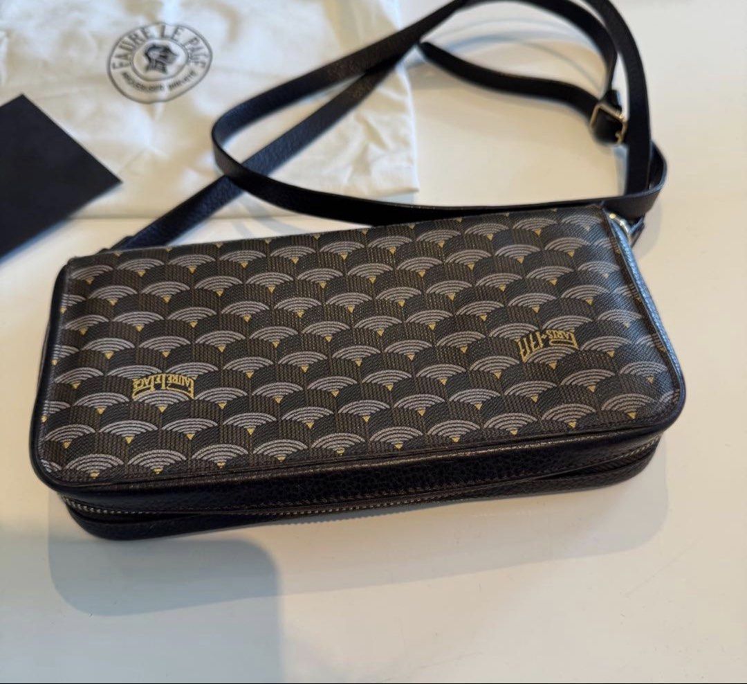 FAURE LE PAGE Shoulder Bag & Long Wallet (Category: Shoulder Bags) located in Las Pinas. Submitted by daisuki_japan_luxury_by_reiko (Listing ID 1469705960, Image 2). Description: A compact shoulder bag featuring a combination of iconic scale-patterned canvas and leather. - Brand: FAURE LE PAGE - Color: Black tone - Design: Scale (Écaille) pattern - Accessories: Dust bag Instant purchase welcome. No comments necessary. Please refrain from purchasi