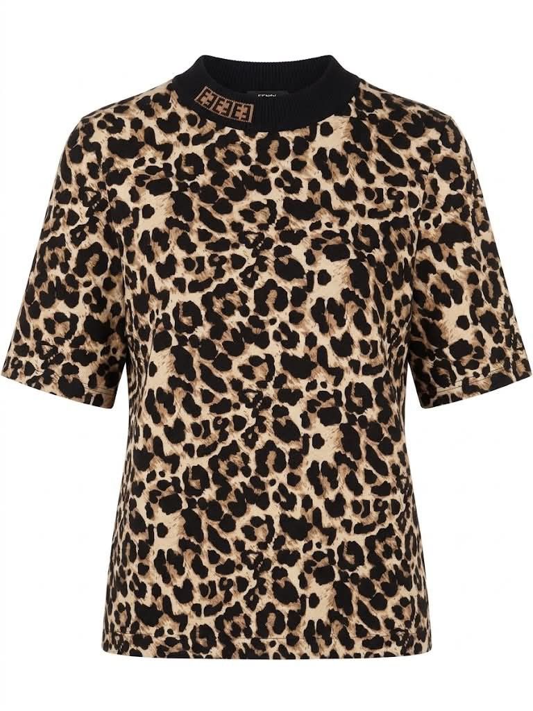 Leopard Print Short Sleeve T-Shirt (Category: Blouses) located in Manila. Submitted by mrose_2412 (Listing ID 1469643643, Image 1). Description: - All-over bold leopard print design - Short sleeves with a classic crew neckline - Standard fit for comfortable, everyday wear .