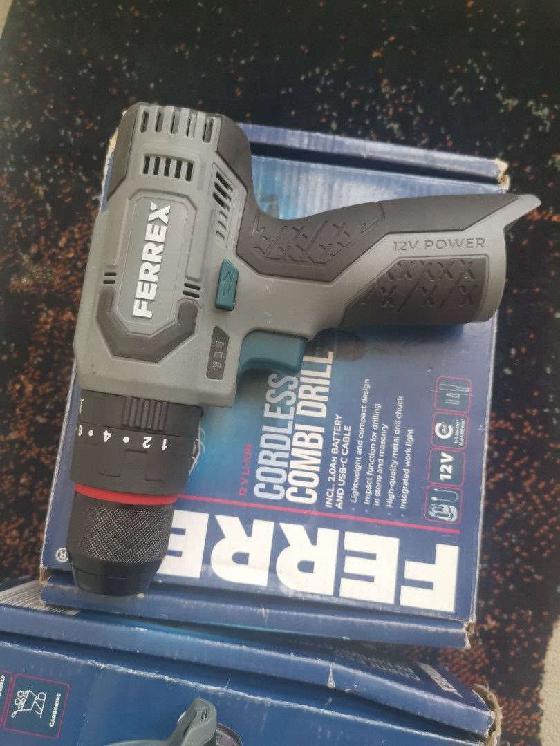 Ferrex Cordless Tools for take all (Category: Construction Tools & Equipment) located in Quezon City. Submitted by trendsites.manila (Listing ID 1469715456, Image 2). Description: - Ferrex 12V Tools - Lightweight design perfect for drilling into stone and masonry - Includes a reliable 2.0Ah battery and convenient USB-C charging cable - Built-in work light to easily illuminate dark workspaces - Condition: Brand new / Excellent (Ready to ship or me