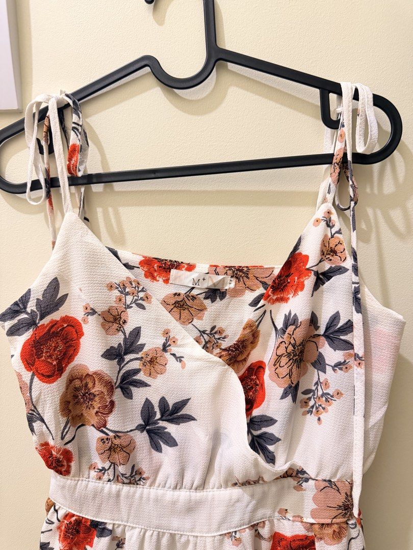 Floral Self-tie Romper (Category: Rompers) located in Manila. Submitted by xmagic.shopx (Listing ID 1469675585, Image 3). Description: Bust: 34-36 inches Waist: 25-28 inches Length: 16 inches (Shorts).