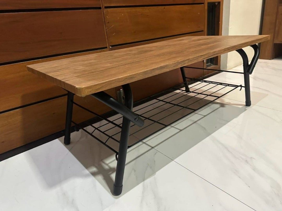 Folding Low Table with Lower Wire Shelf (Category: Tables & Sets) located in Quezon City. Submitted by dannikkishoppe2 (Listing ID 1469578164, Image 3). Description: Folding Low Table with Lower Wire Shelf‼️₱2800‼️ *Space-saver, portable, and collapsible for easy storage *good as new Please manage your expectations as there might be minimal flaws. Color may vary due to lighting, it may appear darker or lighter in person. Check photos first before