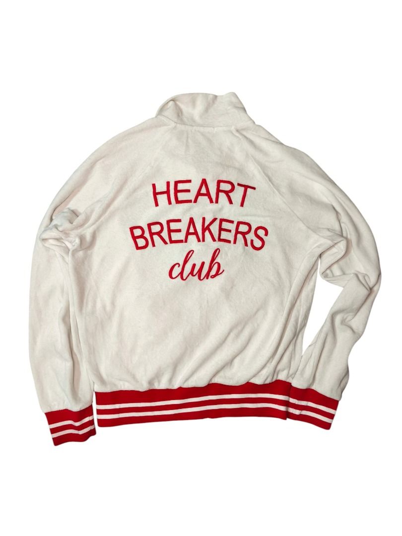 FOREVER 21 TRACK JACKET (Category: Coats, Jackets and Outerwear) located in Baguio. Submitted by boneteezandharmony (Listing ID 1469664902, Image 1). Description: White zip-up jacket with bold red zipper and striped ribbed hems. Simple sporty piece with a retro-inspired look..
