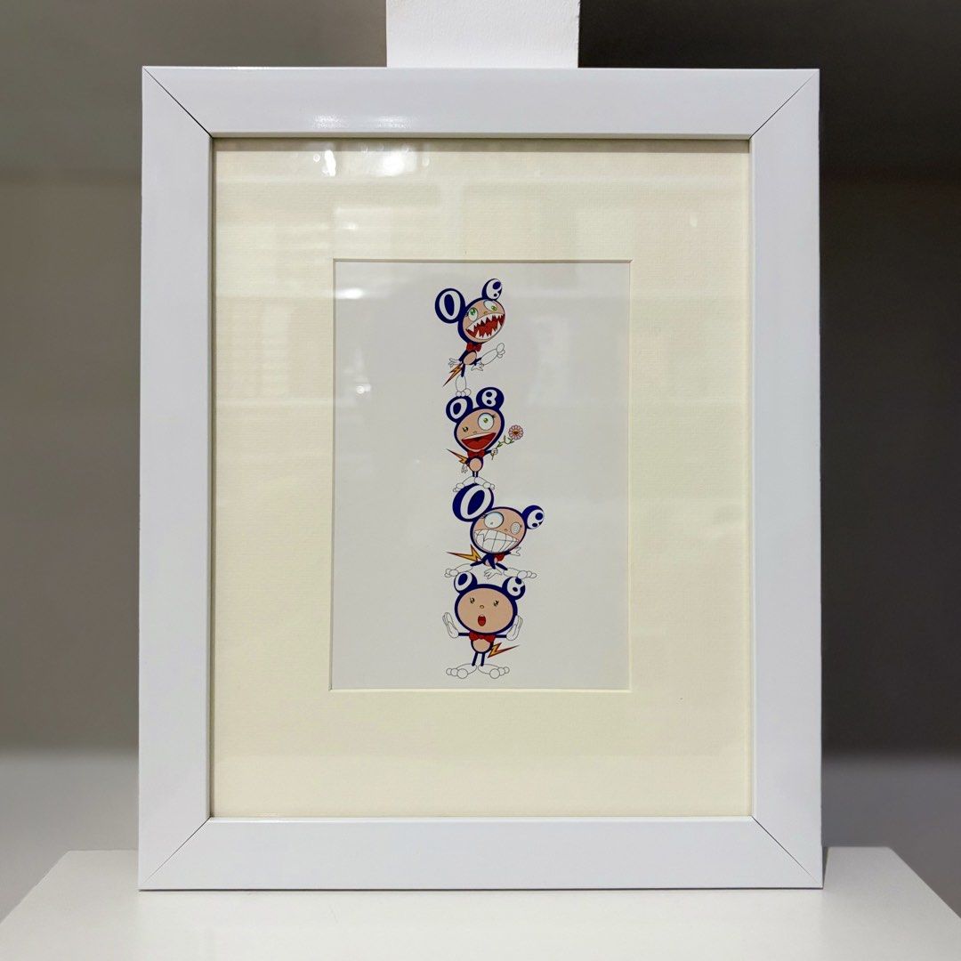 Framed Takashi Murakami Postcard “Totempole” (Category: Art & Prints) located in Santa Rosa. Submitted by shikaricollectibles (Listing ID 1469623771, Image 1). Description: Framed Takashi Murakami Postcard “Totempole” An art postcard featuring Takashi Murakami, released in 2001. Postcard Size: 6.9 x 4.75 inches Frame Size: 12.3 x 10.1 inches Frame Thickness: 1 inches Frame Color: White Glazing: Glass Mat Border: 2 Inches Mat Color: Off-white.