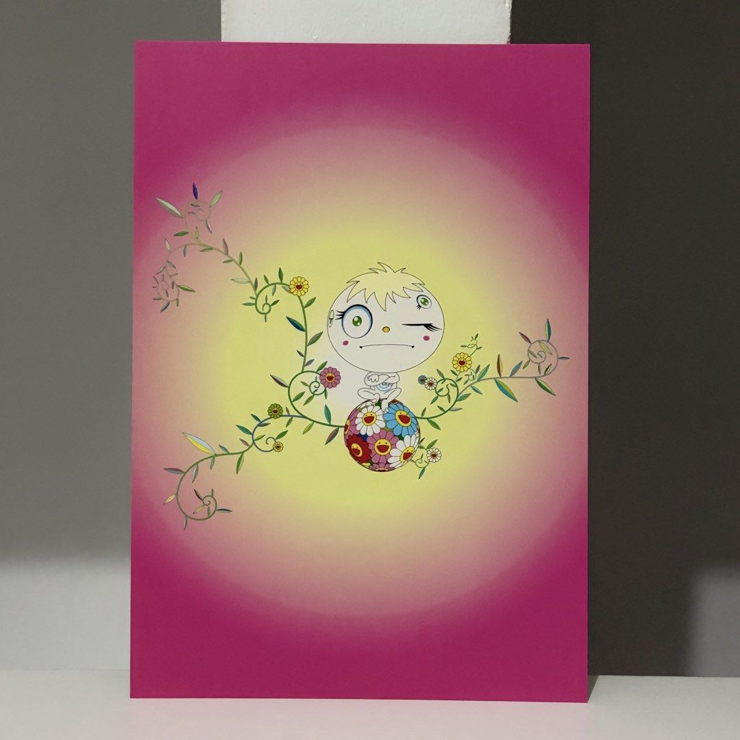 Framed Takashi Murakami Postcard “GENKI Ball” (Category: Art & Prints) located in Santa Rosa. Submitted by shikaricollectibles (Listing ID 1469635185, Image 3). Description: Framed Takashi Murakami Postcard “GENKI Ball” An art postcard featuring Takashi Murakami, released in 2001. Postcard Size: 6.9 x 4.75 inches Frame Size: 12.3 x 10.1 inches Frame Thickness: 1 inches Frame Color: White Glazing: Glass Mat Border: 2 Inches Mat Color: Off-white.