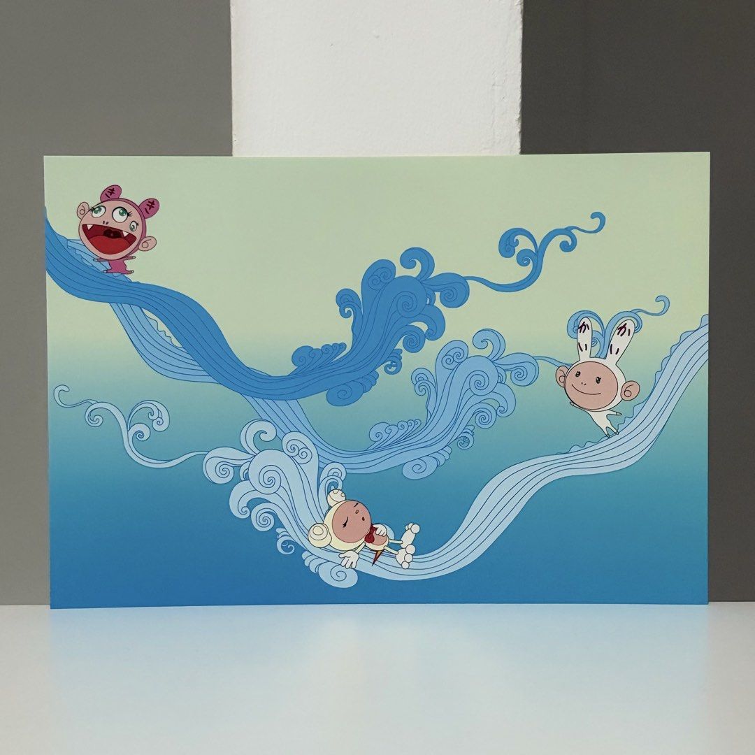 Framed Takashi Murakami Postcard “Surfing” (Category: Art & Prints) located in Santa Rosa. Submitted by shikaricollectibles (Listing ID 1469648266, Image 3). Description: Framed Takashi Murakami Postcard “Surfing” An art postcard featuring Takashi Murakami, released in 2001. Postcard Size: 6.9 x 4.75 inches Frame Size: 12.3 x 10.1 inches Frame Thickness: 1 inches Frame Color: White Glazing: Glass Mat Border: 2 Inches Mat Color: Off-white.